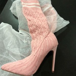 Pink sock booties